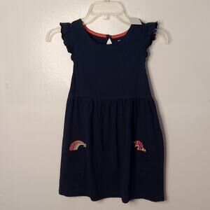NWT Lily & Dan Girls Size Medium Navy-Blue Girls' Dress with Rainbow and Unicorn